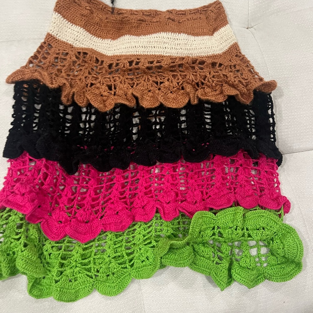Multicolor Crochet Layered Skirt